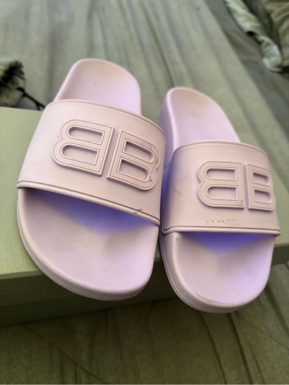 Balenciaga Lavender BB Slide Sandals - Women
